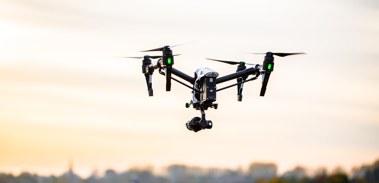 Photography Drone in Flight During Sunset