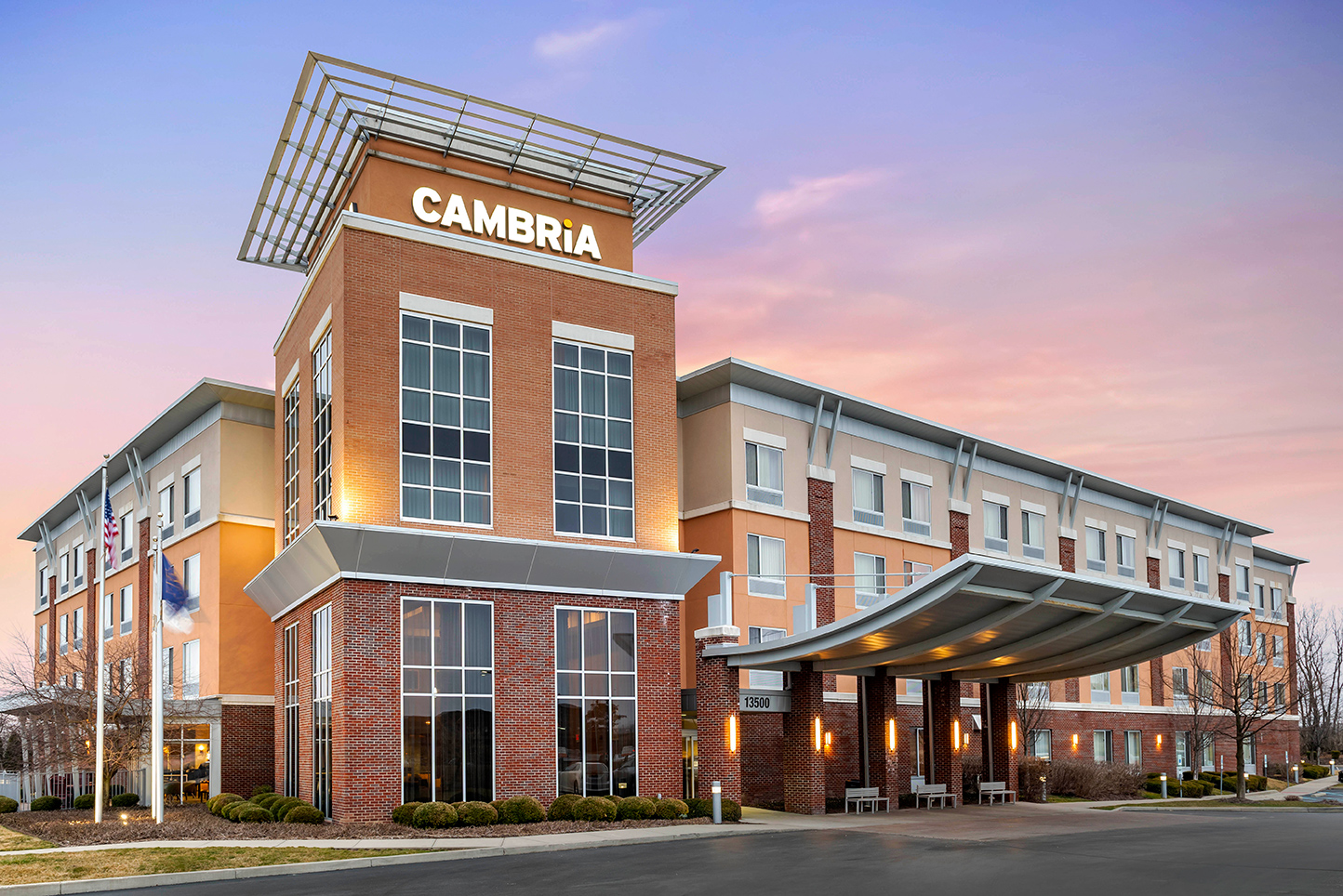 Cambria Hotel Exterior at Sunset