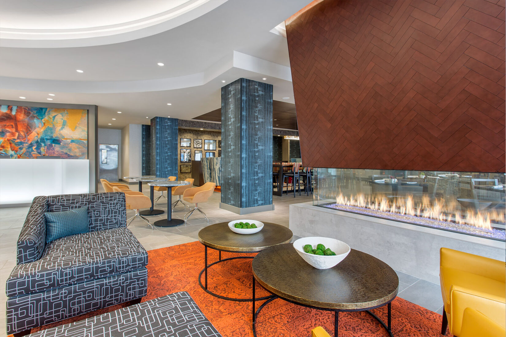 Modern Interior Lobby with Fireplace