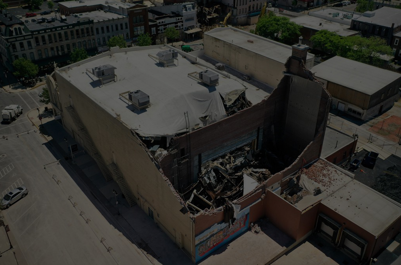 damaged building - dark overlay on photo