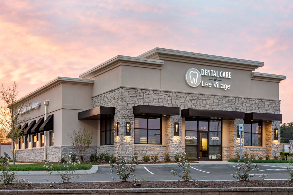 dental office exterior dusk pink