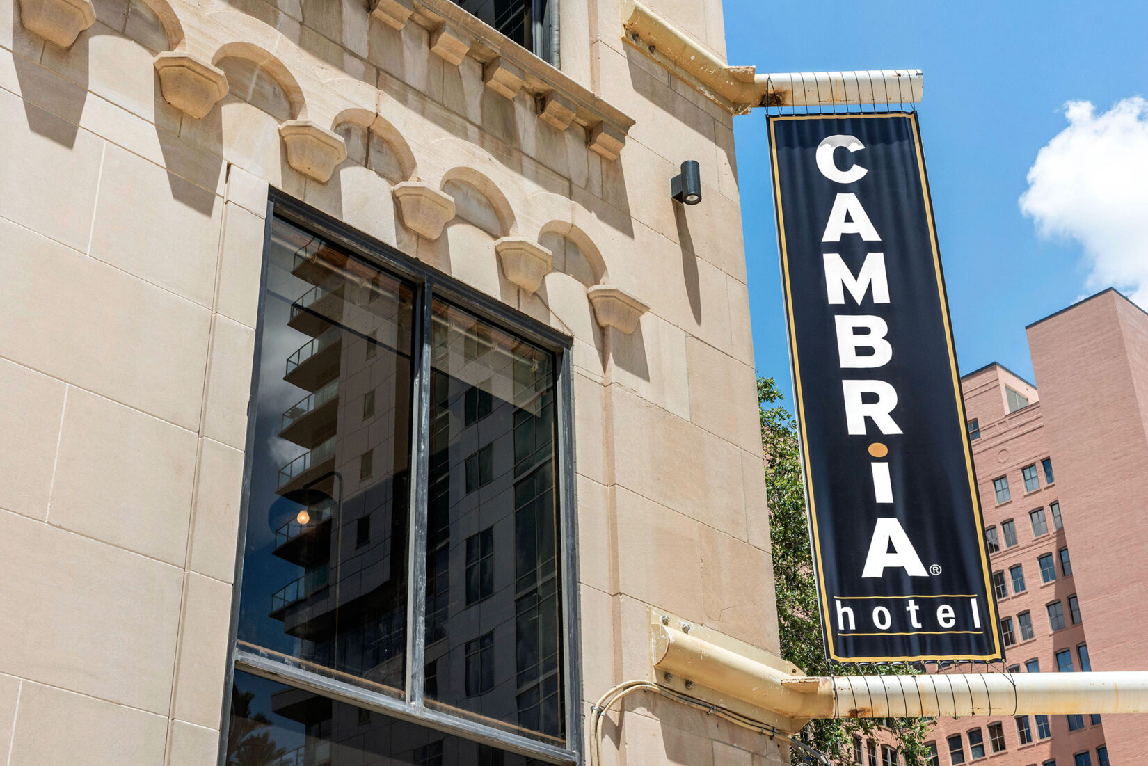 The exterior of the Cambria Hotel in Houston, Texas.