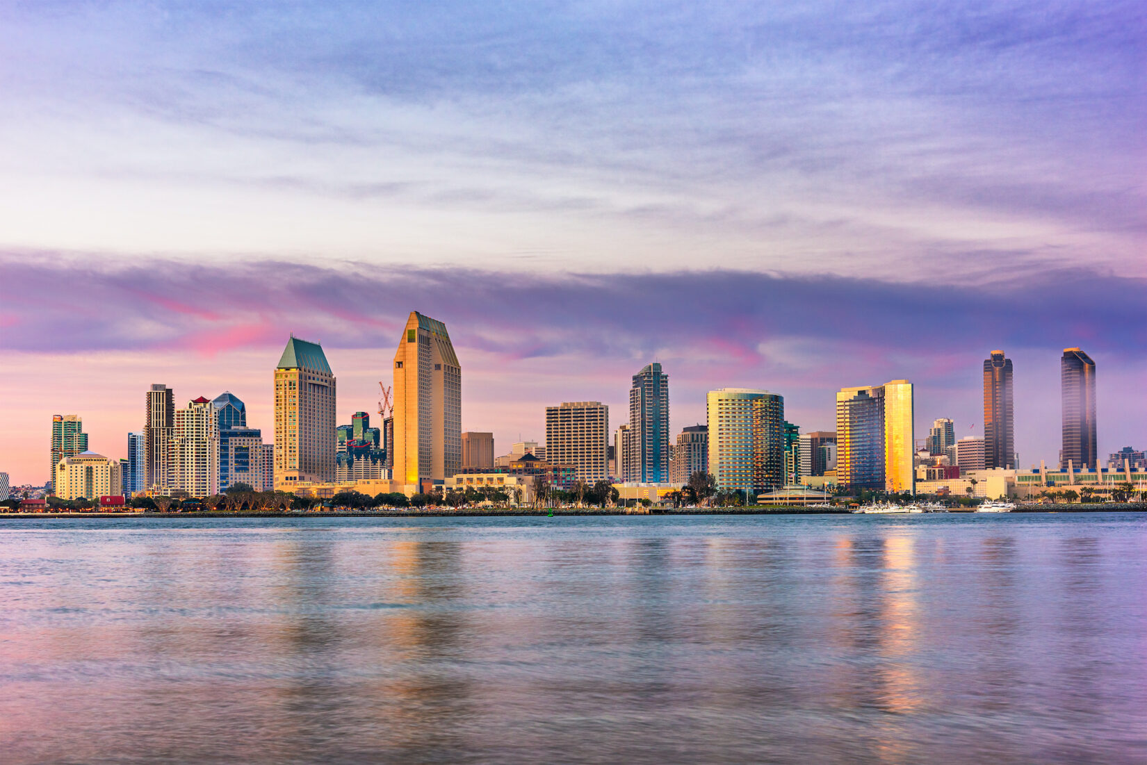 San Diego, California, USA downtown skyline at the Embarcadero.