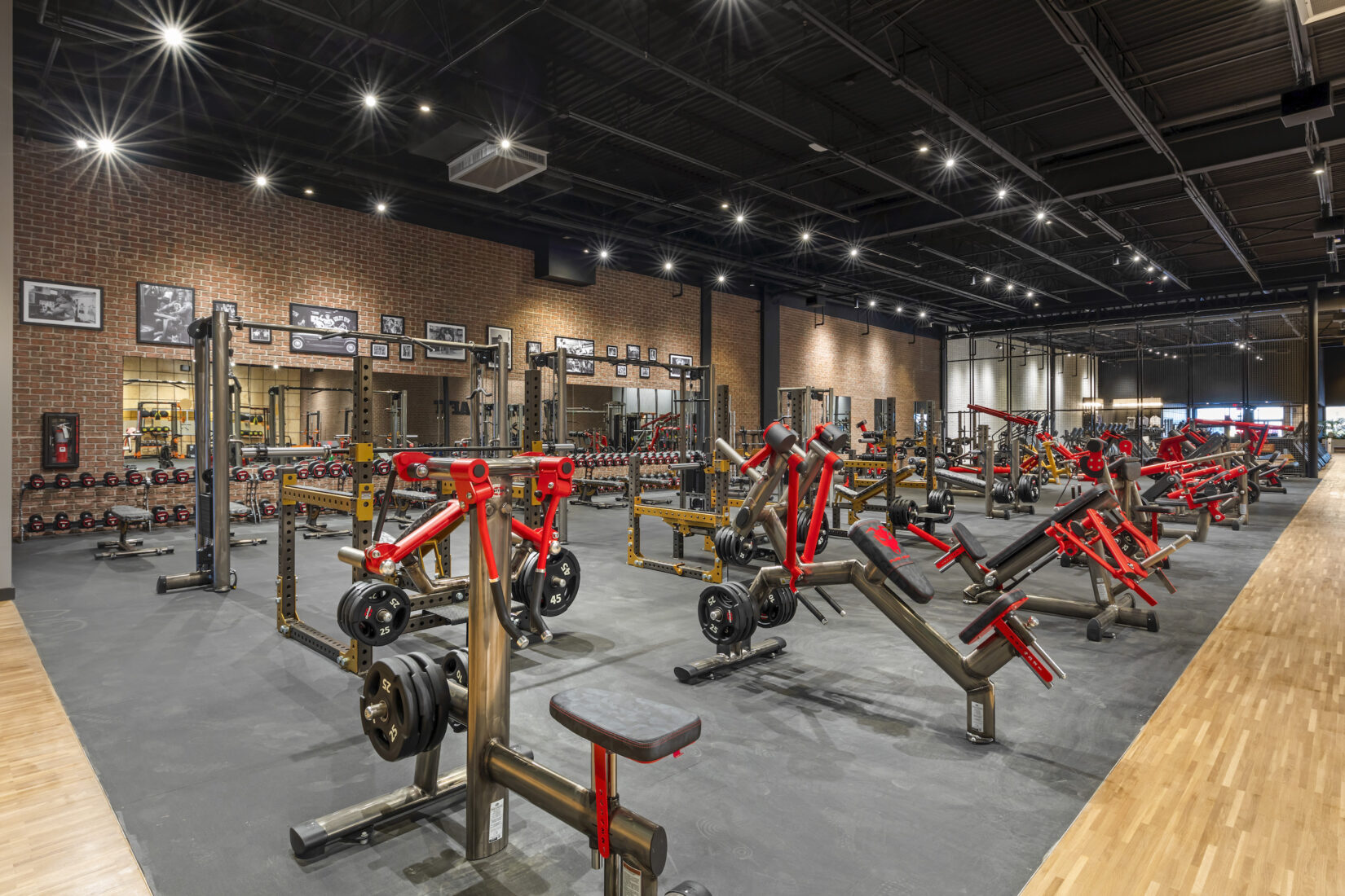 The interior of a Golds Gym in Washington.