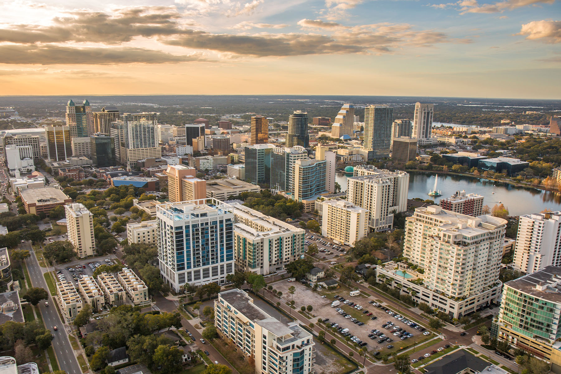 drone orlando sunset