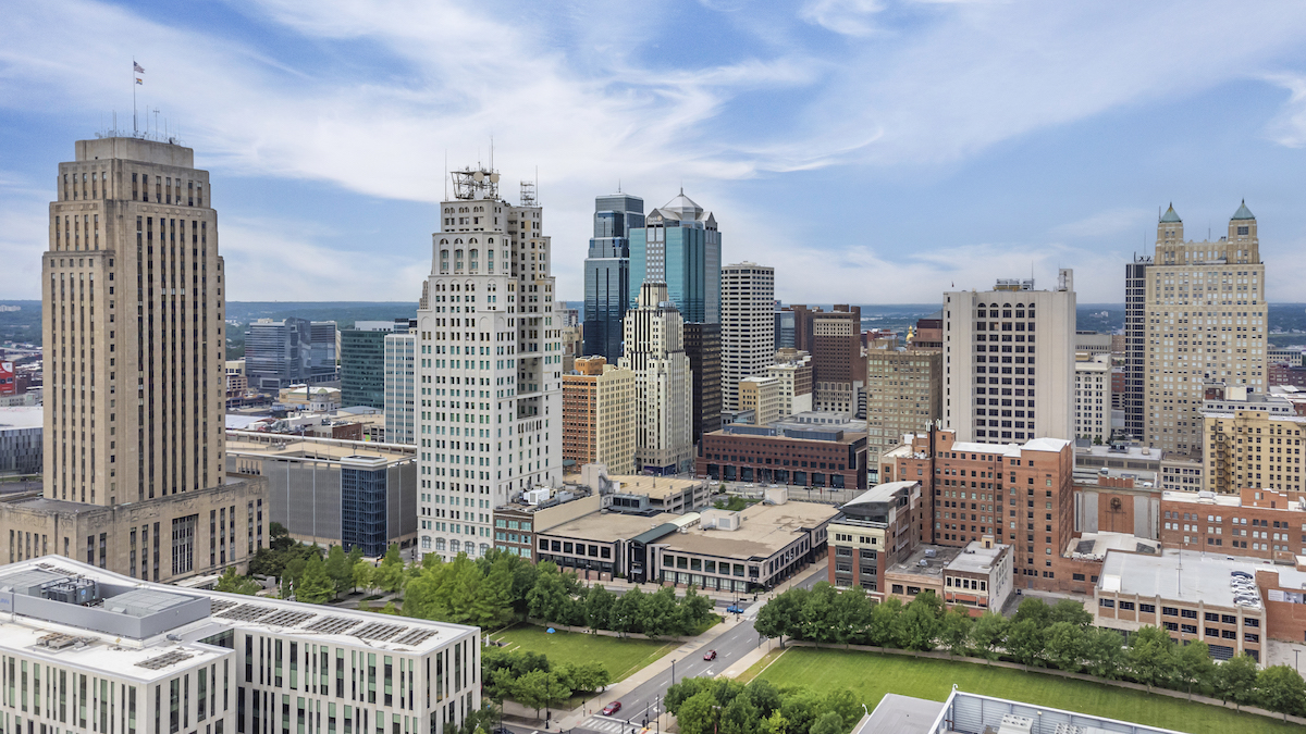 Aerial Photography Kansas City Skyline During The Day.