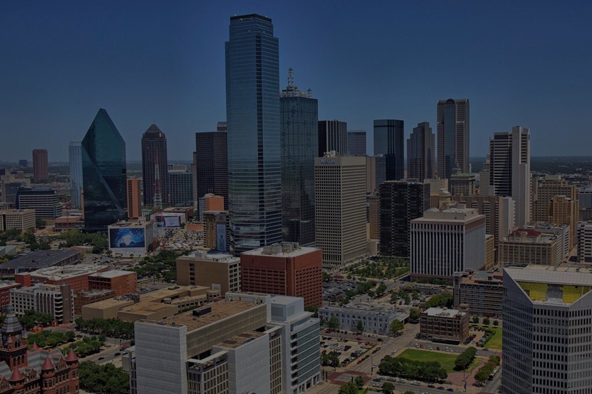 An aerial view of downtown Dallas.